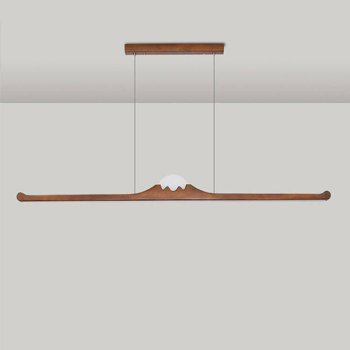 Nordic Retro Black Walnut Solid Wood Long Strip LED Island Light Chandelier