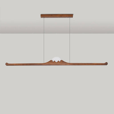 Nordic Retro Black Walnut Solid Wood Long Strip LED Island Light Chandelier