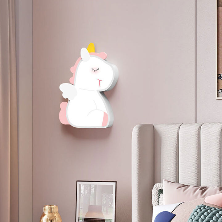 Lámpara de aplique de pared LED para niños con conejo de dibujos animados creativo y unicornio 