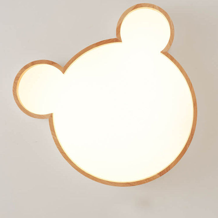 Nordic Wood Bear Shape LED Kids Flush Mount Ceiling Light
