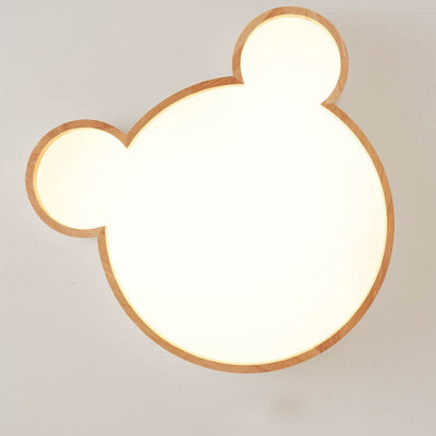 Nordic Wood Bear Shape LED Kids Flush Mount Ceiling Light