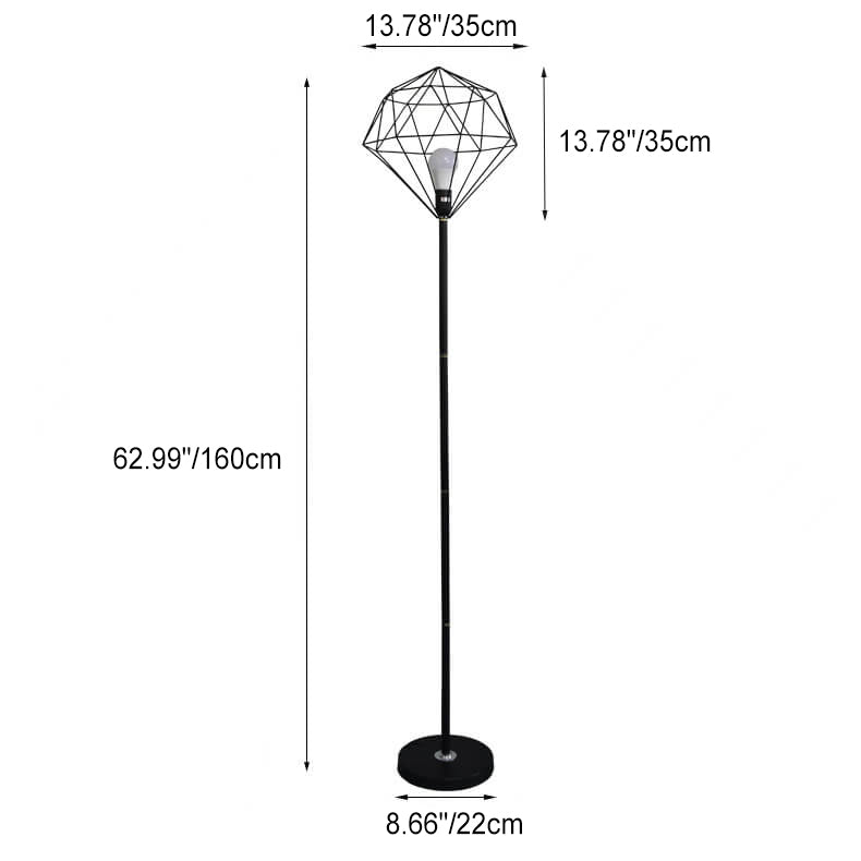 Contemporary Simplicity Iron Hollow Diamond Shape 1-Light Standing Floor Lamp For Study