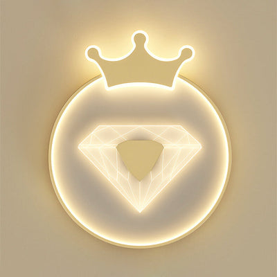 Childlike Cartoon Crown Diamond Design LED Flush Mount Light