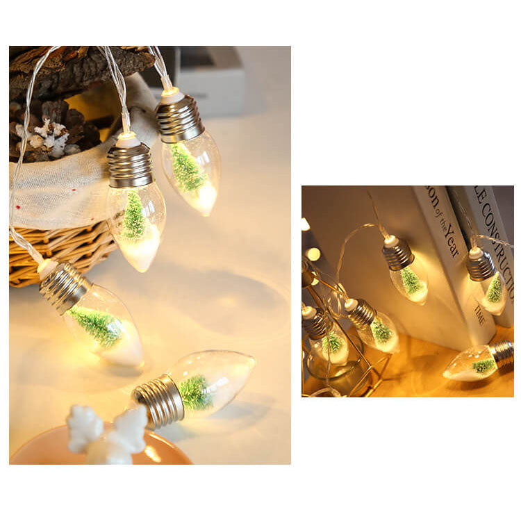 LED Bouteille à Souhaits Ampoule Arbre de Noël Neige Boîte à Piles Guirlande Lumineuse Décorative 