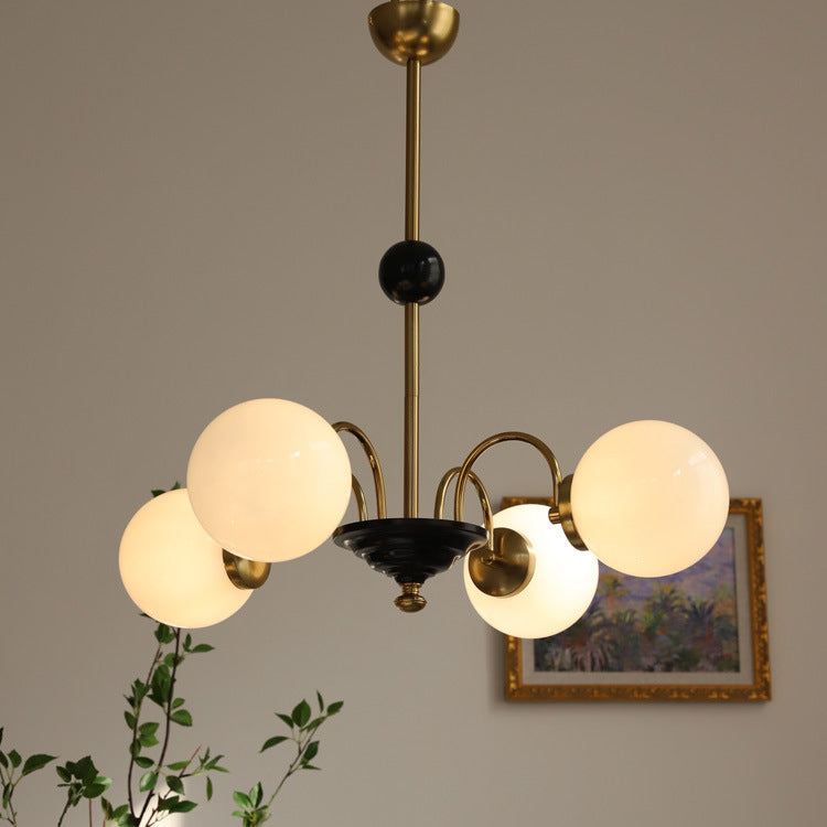 Lustre en verre cuivre traditionnel français Orb 3/4/5 lumières pour salon 
