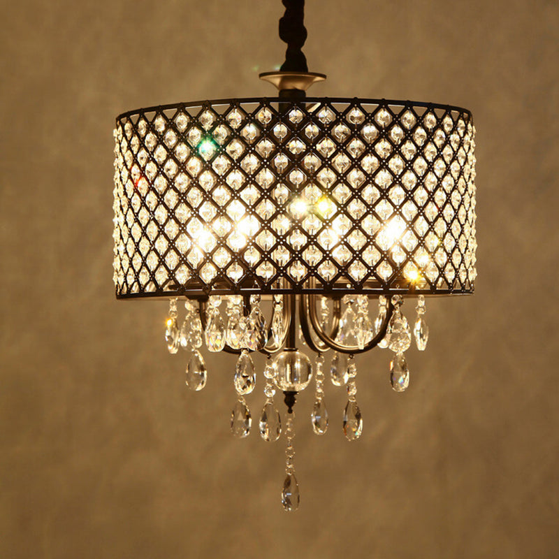 Modern Luxury Crystal Branch Round 4-Light Chandelier