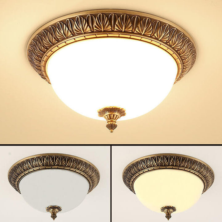 Plafonnier circulaire moderne imitation marbre tout en cuivre à 1 lumière 