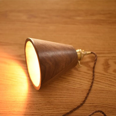 Japanese Vintage Walnut Brass Dome 1-Light Pendant Light