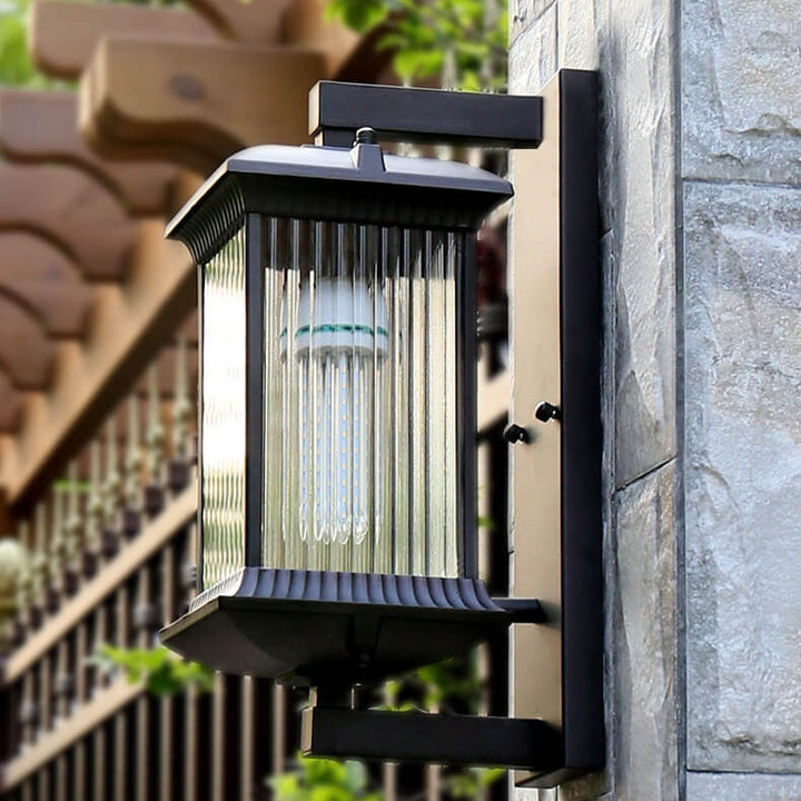Aplique de pared exterior impermeable moderno y minimalista de aluminio y vidrio cuadrado de 1 luz para jardín 