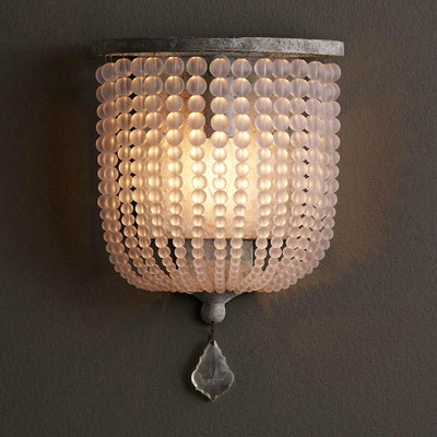 Vintage Antique Crystal Half Cylinder Decorative 1-Light Wall Sconce Lamp