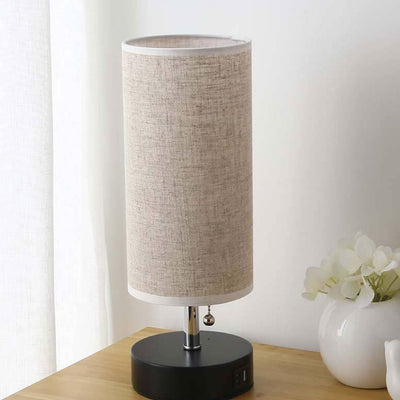 Lampe de table à 1 lumière en tissu de fer creux à colonne créative 