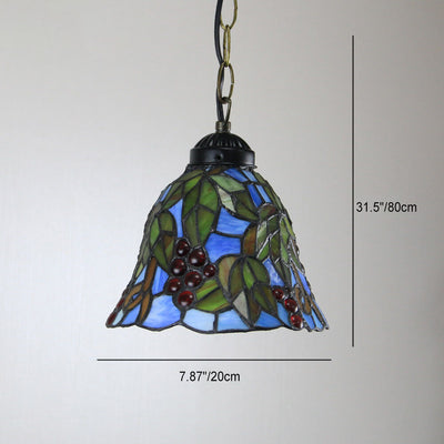 Tiffany Rustic Rose Beads Stained Glass 1-Light Pendant Light