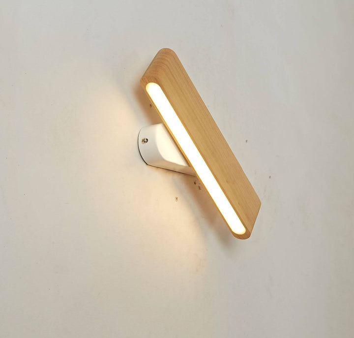 Lampe murale LED en acrylique bois rotatif longue barre minimaliste moderne 