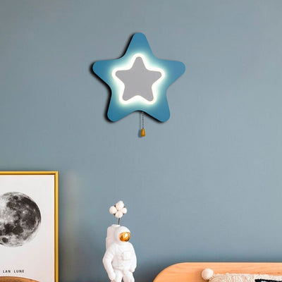 Modern Creative Pentagram Star LED Pull Cord Wall  Sconce Lamp