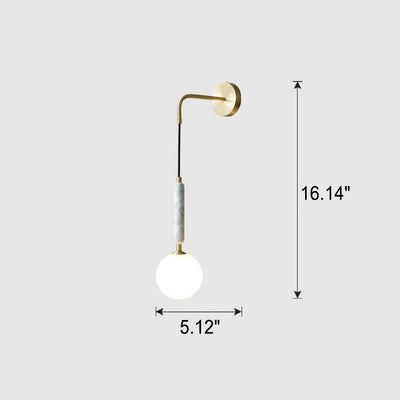 Moderne Luxus-Kugelschirm-Marmor-Arm-hängende 1-Licht-Wandleuchte