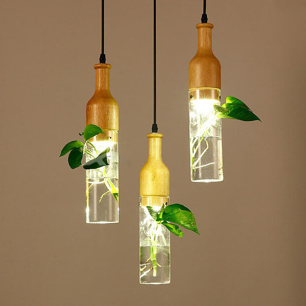 Nordic Creative Glass Bottle Hydroponic Plants 1-Light Pendant Light