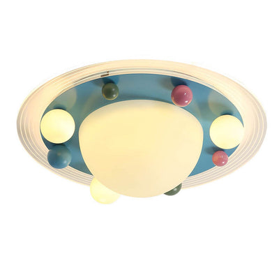 Cute Space Planet Macaron Color Children's LED Flush Mount Ceiling Light