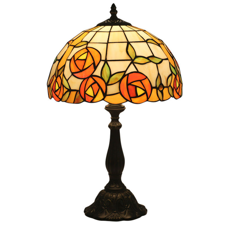 Tiffany-Tischlampe mit 1 Leuchte in Zinklegierungsfarbe 