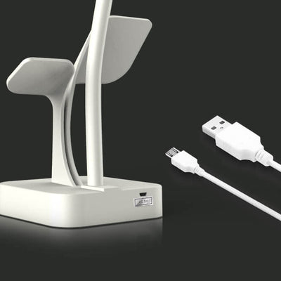 Modern Folding Dual Lamp Plug-In Station Table Lamp