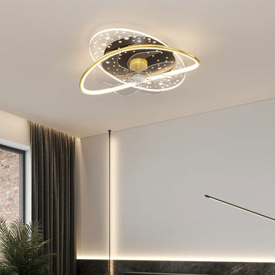 Modernes, kreatives, geometrisches LED-Deckenventilator-Licht mit Sterneffekt