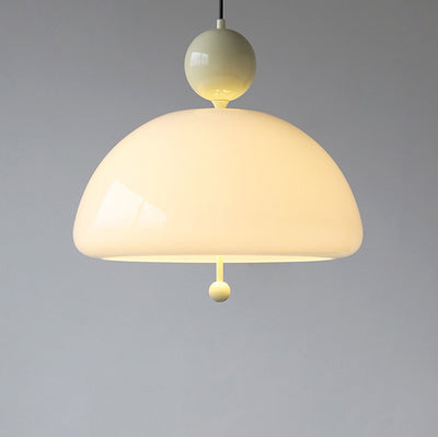Nordic Vintage Milky White Glass Dome Round 3-Light Pendant Light
