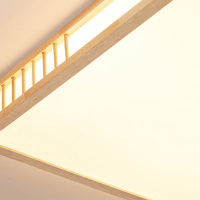 Japanese Minimalist Log Square LED Flush Mount Ceiling Light