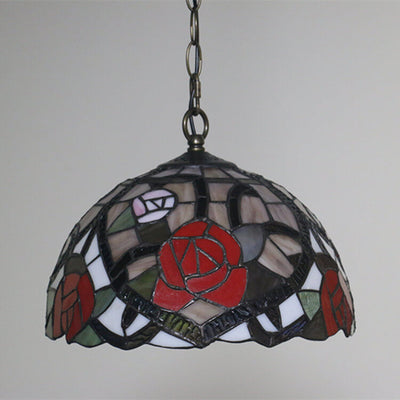 Tiffany European Stained Glass Dome 1-Light Pendant Light