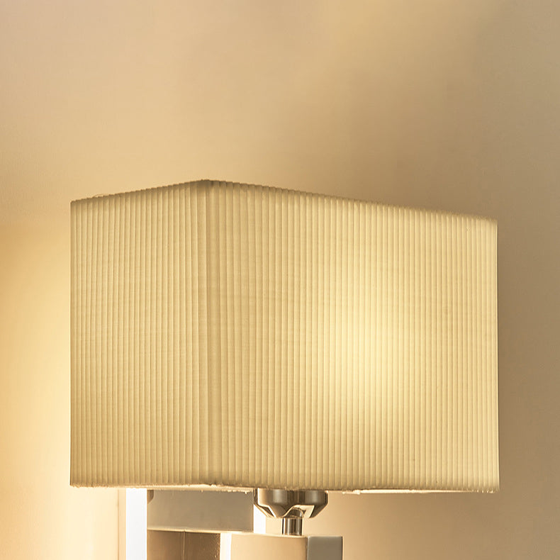 Modern Minimalist Fabric Square Plating 2-Light Wall Sconce Lamp