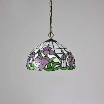 Tiffany Baroque Stained Glass Round Dome 1-Light Pendant Light