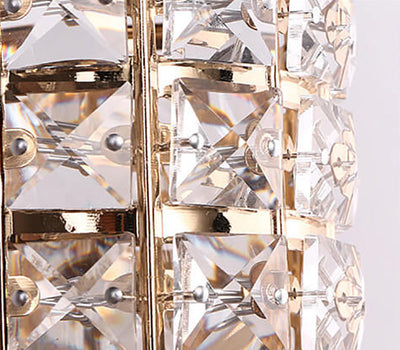 Moderne, luxuriöse, zylindrische, quadratische, 1-flammige Wandleuchte aus Kristall