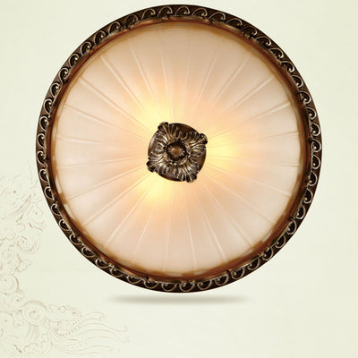 European Retro Light Luxury Resin Metal 3-Light Flush Mount Lighting