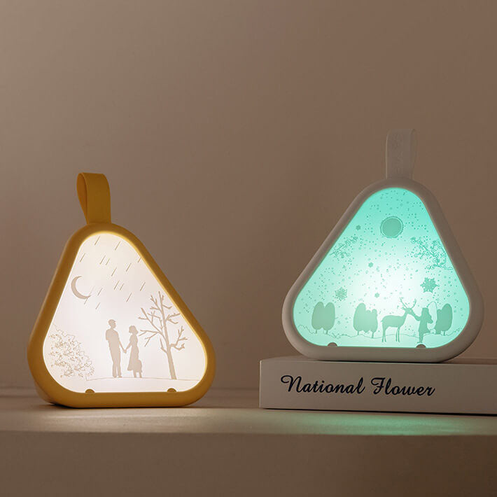 Lámpara de mesa con luz nocturna LED atmosférica de siete colores en triángulo creativo 