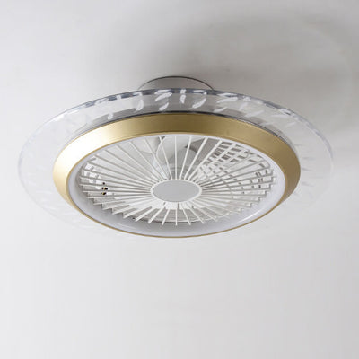 Modern RGB Acrylic Round LED Seme-Flush Mount Ceiling Fan Light