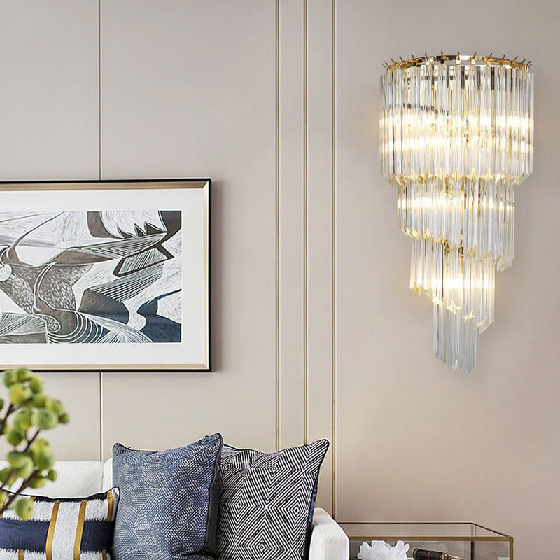 Moderne Luxus Kristall Vier Schichten 4-Licht Wandleuchte 