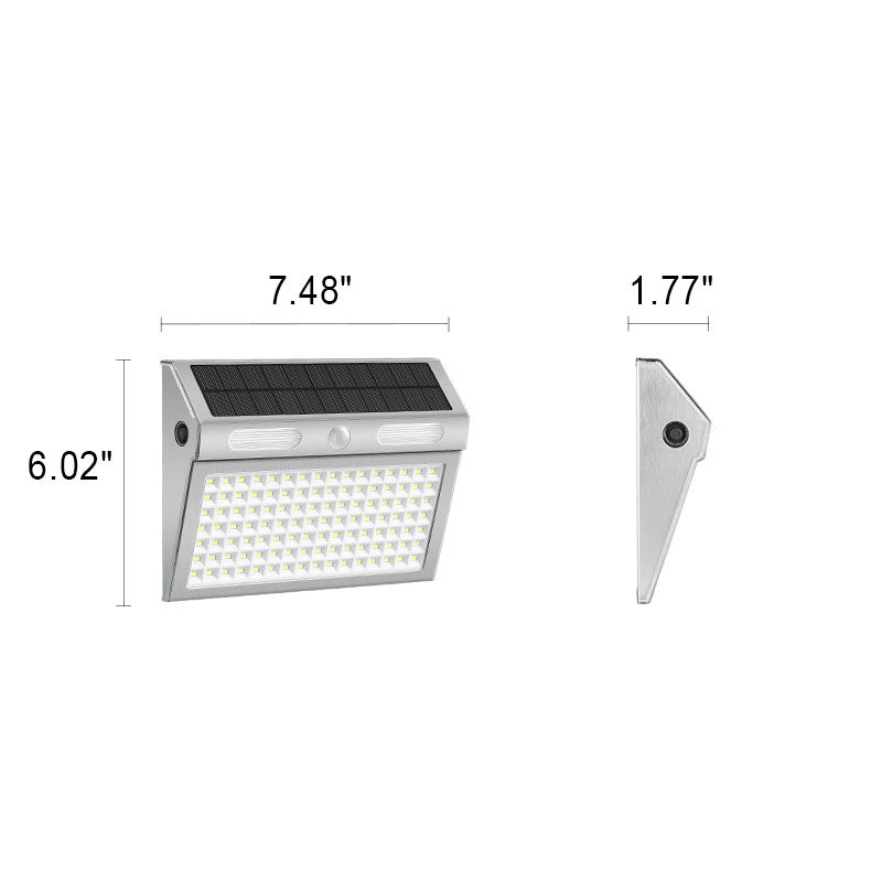 مصباح حائط خارجي مقاوم للماء من الفولاذ المقاوم للصدأ بتصميم شبه منحرف LED يعمل بالطاقة الشمسية 