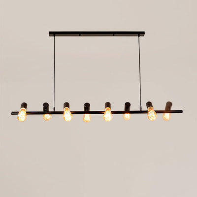 Contemporary Retro Hardware Linear Frame Glass Shade 6/8/10-Light Island Light Chandelier For Dining Room