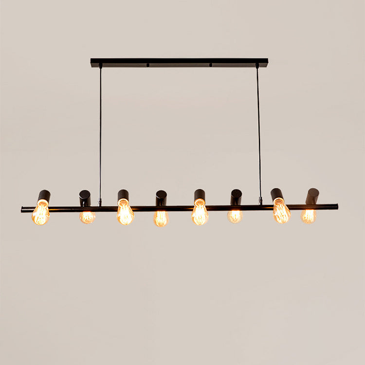 Contemporary Retro Hardware Linear Frame Glass Shade 6/8/10-Light Island Light Chandelier For Dining Room