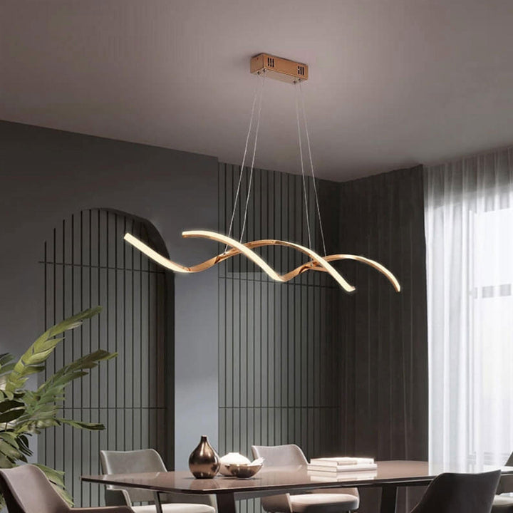 Lustre LED moderne minimaliste à bande courbe pour îlot 