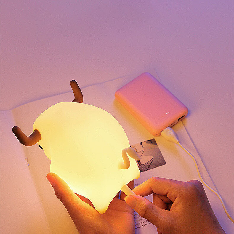 Kreative Silikon Bulls LED USB weiches Licht Nachtlicht Tischlampe 