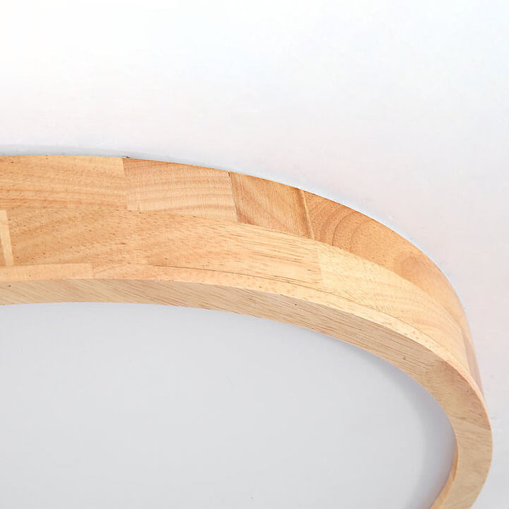 Modern Minimalist Solid Wood Round Square Tatami LED Flush Mount Ceiling Light for Living Room
