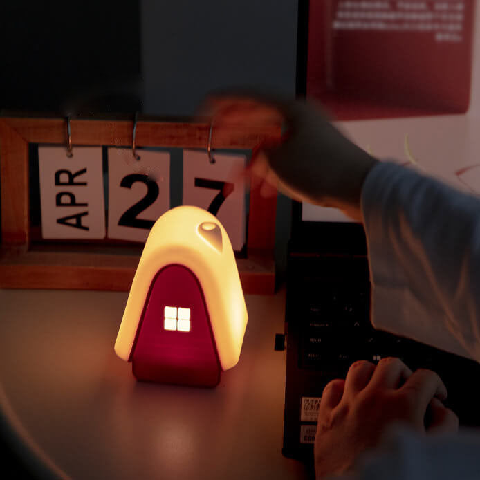 Lámpara de Mesa de Luz Nocturna LED Recargable USB de Silicona en Forma de Casa de Nieve Moderna de Dibujos Animados 
