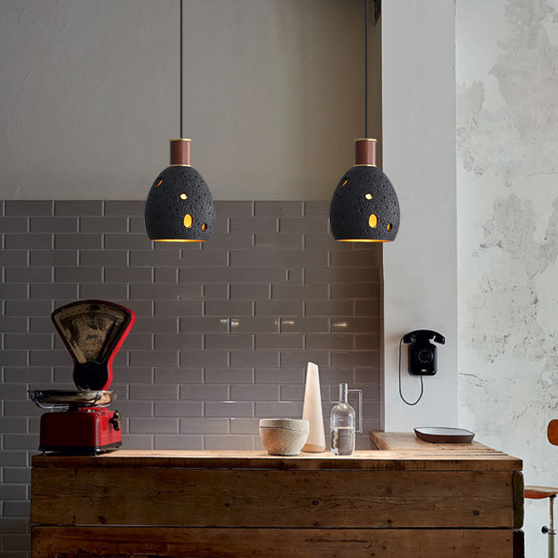 Moderne nordische Pendelleuchte mit Wabenstein-, Kupfer- und Kuppeldesign, rund, 1-flammig, für das Wohnzimmer 