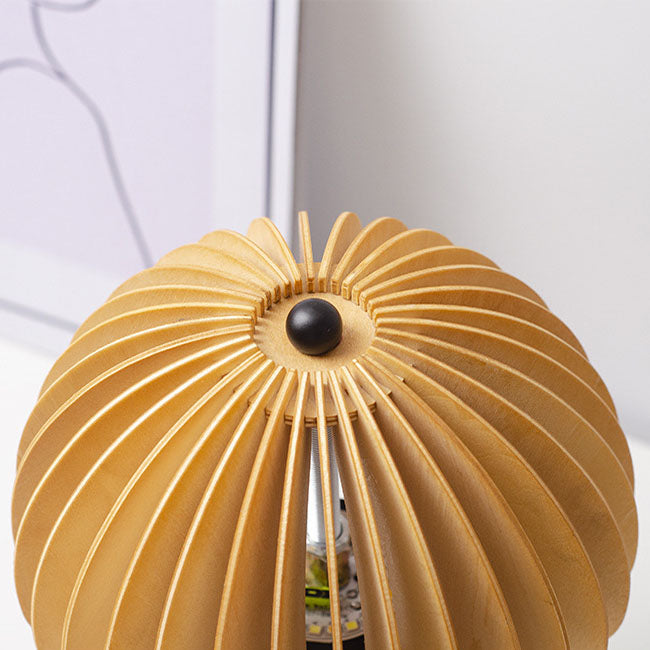 Lampe de Table LED avec Abat-Jour en Bois Zen Moderne 
