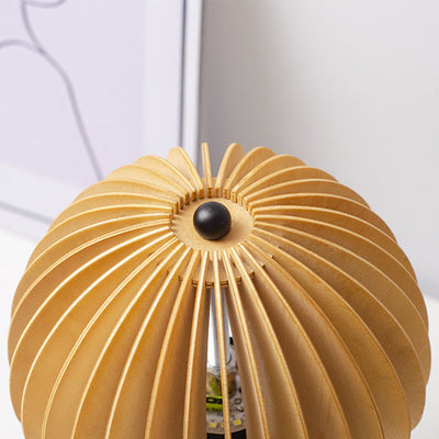 Modern Zen Wood Dome Shade LED Table Lamp