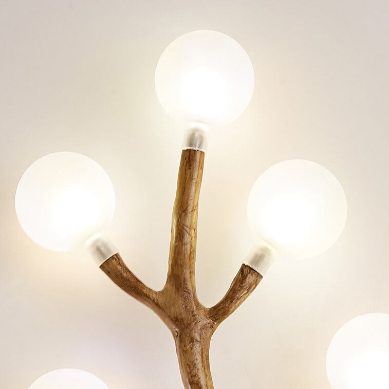 Nordic Retro Resin Tree Fork Glass 7-Light Wall Sconce Lamp