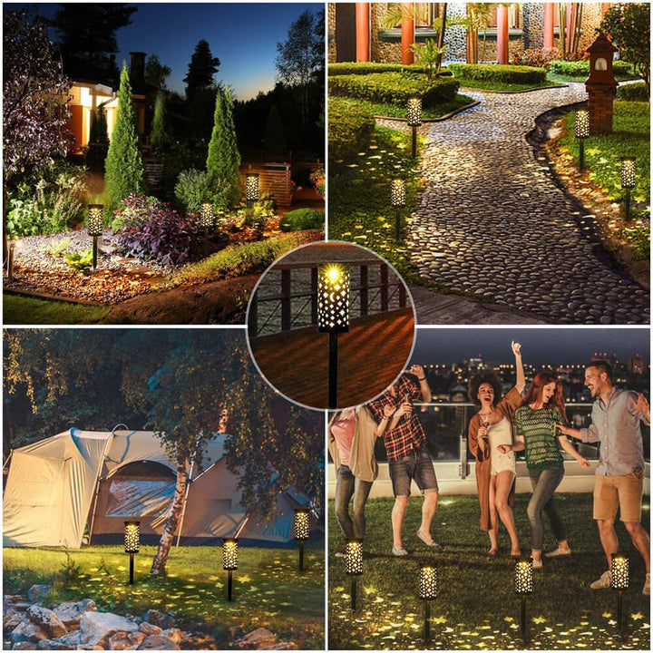 Farol de Hierro Solar Estrella Luna LED Exterior Impermeable para Jardín de Césped 