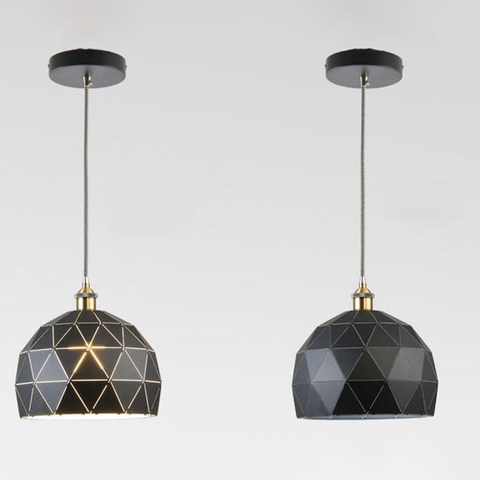 Lámpara Colgante Industrial Simple de Hierro con Cúpula Hueca de Diamante de 1 Luz 