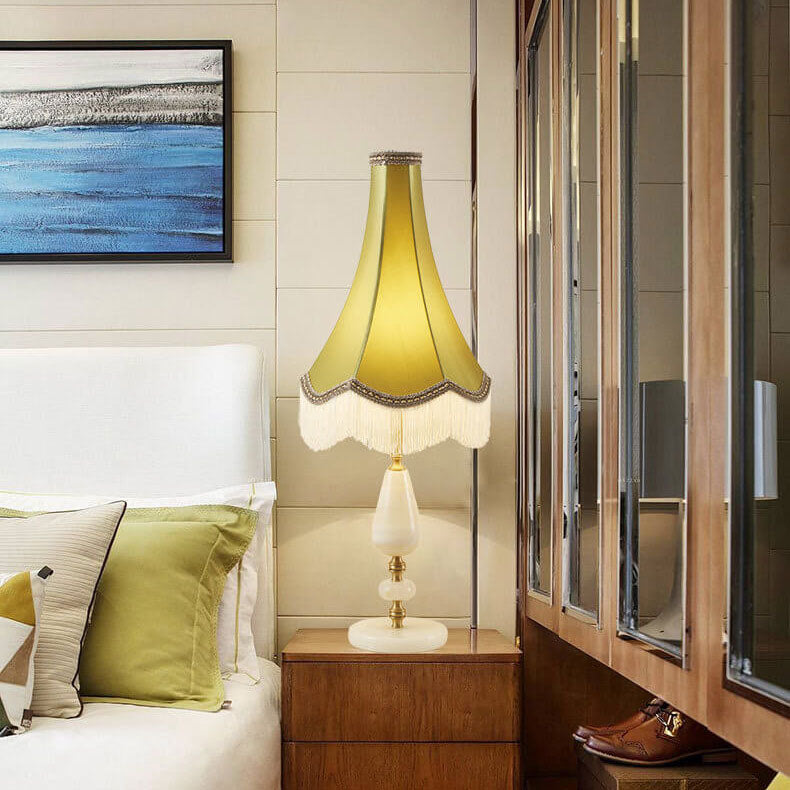 Lampe de Table à Franges Rétro Française en Cuivre à 1 Lumière 