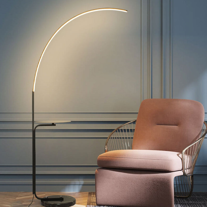 Nordic Minimalist Line Bending with Tray LED Standing Floor Lamp