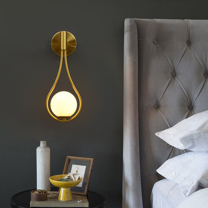 Moderne Luxus Tropfenförmige Runde Kugel Eisen Glas 1-Licht Wandleuchte Lampe 